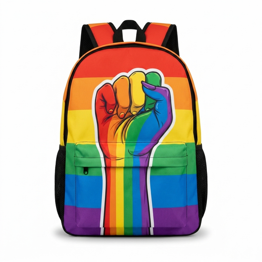 Rainbow Fist Backpack, front view